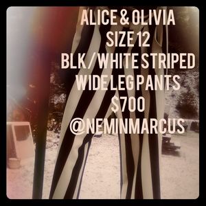Alice + Olivia - Blk/White Striped Pants